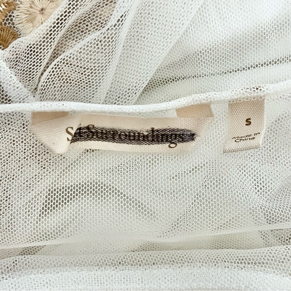 Soft Surroundings Embroidered Mesh Layered Top White Brown Tan Size Small - Picture 9 of 12